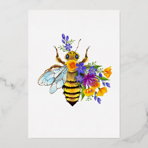 Blumenbiene mit Wildpflanzen Folien Feiertagskarte