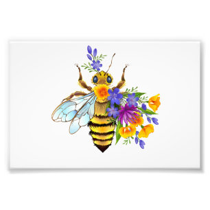Blumenbiene mit Wildpflanzen Fotodruck