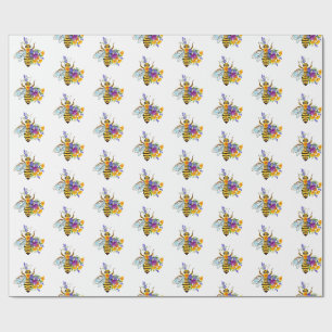 Blumenbiene mit Wildpflanzen Geschenkpapier