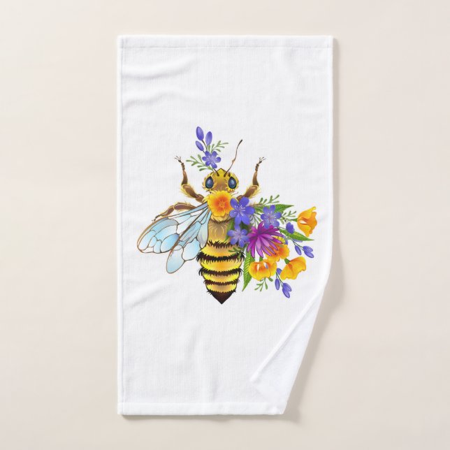 Blumenbiene mit Wildpflanzen Handtuch (Handtuch)