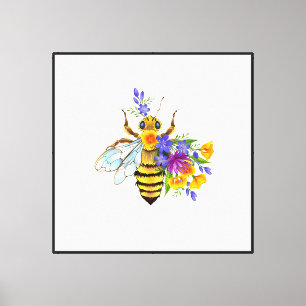 Blumenbiene mit Wildpflanzen Leinwanddruck