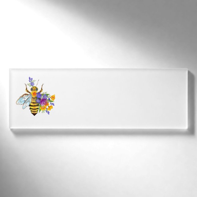 Blumenbiene mit Wildpflanzen Namenschild (Vorderseite)