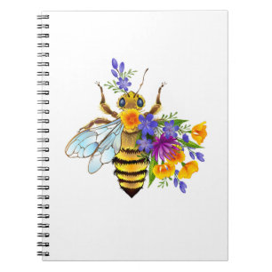 Blumenbiene mit Wildpflanzen Notizblock