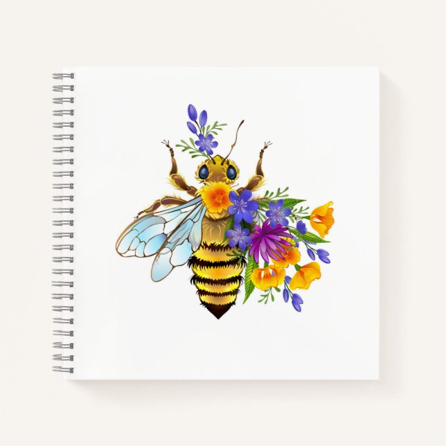 Blumenbiene mit Wildpflanzen Notizbuch (Vorderseite)