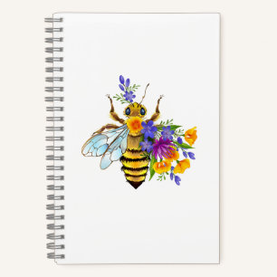 Blumenbiene mit Wildpflanzen Notizbuch