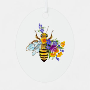 Blumenbiene mit Wildpflanzen Ornament Aus Metall