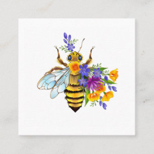 Blumenbiene mit Wildpflanzen Quadratische Visitenkarte