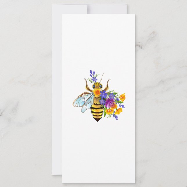Blumenbiene mit Wildpflanzen Save The Date (Vorderseite)