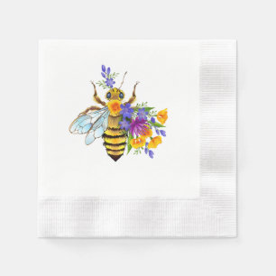 Blumenbiene mit Wildpflanzen Serviette