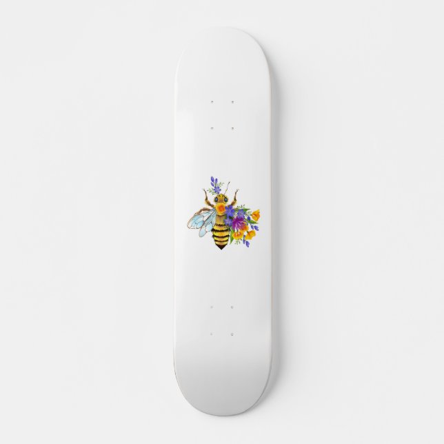 Blumenbiene mit Wildpflanzen Skateboard (Vorne)