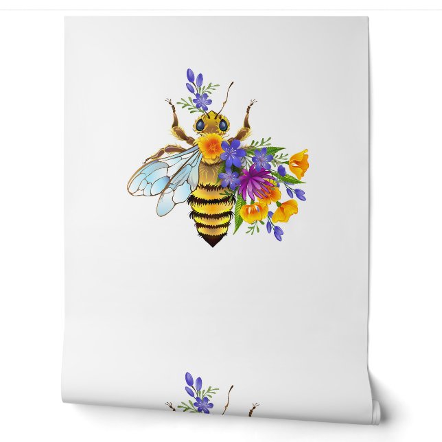 Blumenbiene mit Wildpflanzen Tapete (Abrollen)