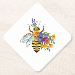 Blumenbiene mit Wildpflanzen Untersetzer