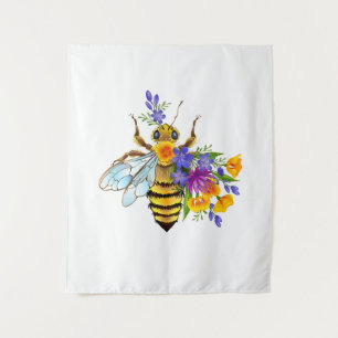 Blumenbiene mit Wildpflanzen Wandteppich