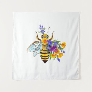 Blumenbiene mit Wildpflanzen Wandteppich