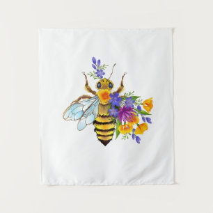 Blumenbiene mit Wildpflanzen Wandteppich