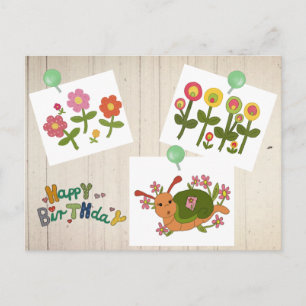 Blumenbild mit Schnecke Postkarte