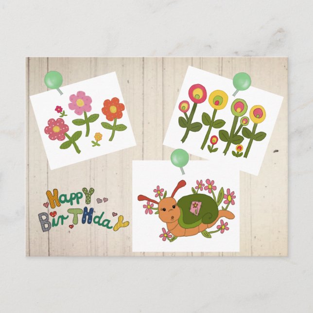 Blumenbild mit Schnecke Postkarte (Vorderseite)