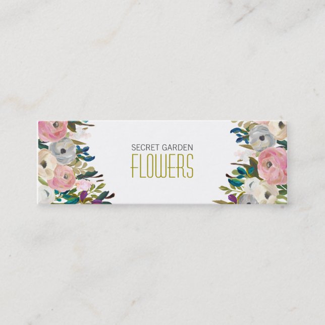 Blumenbilder Florist Skinny Business Cards Mini Visitenkarte (Vorderseite)