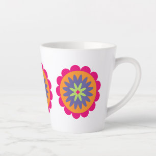 Blumenbilder in orangen und rosa milchtasse