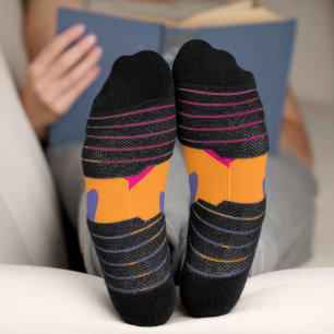 Blumenbilder in orangen und rosa socken
