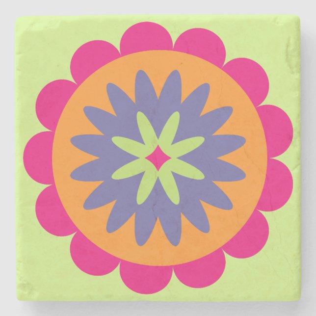 Blumenbilder in orangen und rosa steinuntersetzer (Vorderseite)