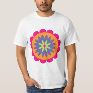 Blumenbilder in orangen und rosa T-Shirt