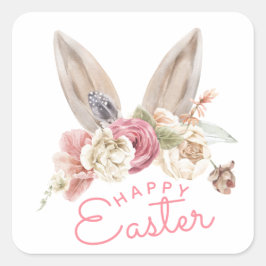 Blumenblasen | Frohe Ostern Quadratischer Aufkleber