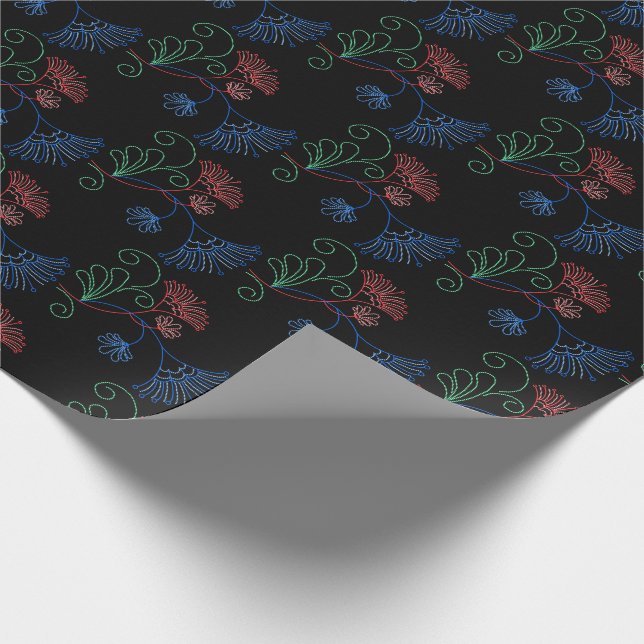 Blumenblätter auf schwarzem Papier Geschenkpapier (Ecke)