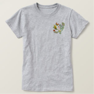 Blumenblätter Besticktes T-Shirt