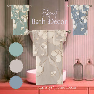 Blumenblätter Cream Shades Pale Beige Hintergrund Badhandtuch Set