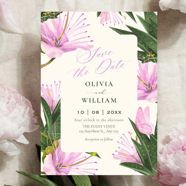 Blumenblätter elegante Hochzeit Save The Date (Von Creator hochgeladen)