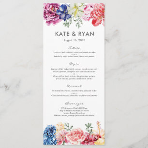 Blumenblätter für Hochzeiten Menükarte