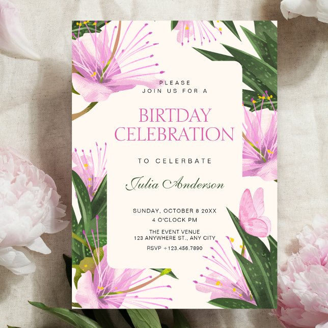 Blumenblätter Geburtstag Einladung (Von Creator hochgeladen)
