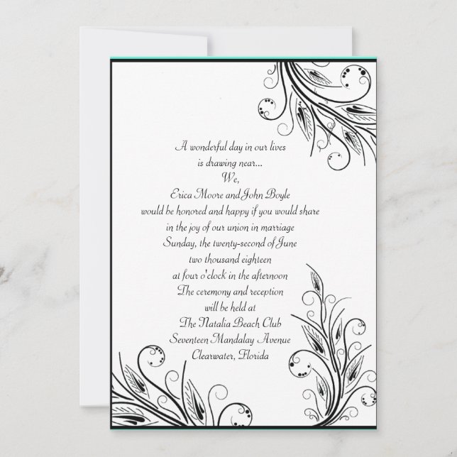 Blumenblätter Hochzeitseinladungen Einladung (Vorderseite)