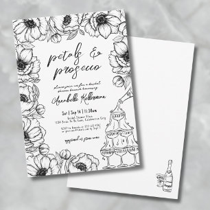 Blumenblätter & Prosecco Whimsische Florale Hochze Einladung