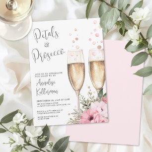 Blumenblätter und Prosecco-Brautjungfernparty Einladung