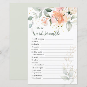 Blumenblätterblatt Baby Word Scramble Game Paper