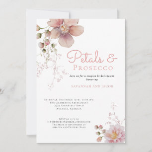 Blumenblättern und Prosecco-Paare Brautparty Einladung
