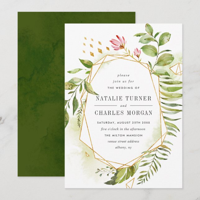 Blumenblätterturm Hochzeitseinladung Einladung (Vorne/Hinten)