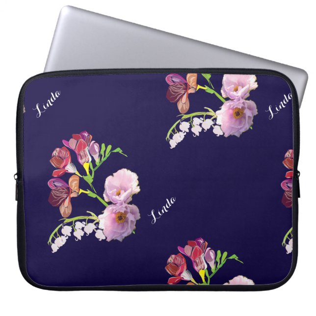 Blumenblau Laptopschutzhülle (Vorderseite)