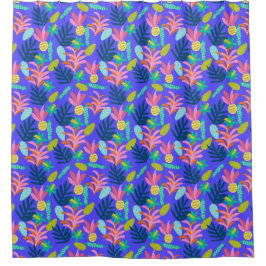 Blumenblau, modern, farbenfroh, tropisch Zuhause Duschvorhang