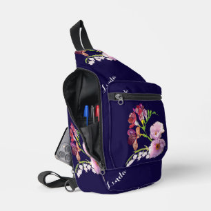 Blumenblau /Name Druckfarbe Nähtasche Crossbody Bag