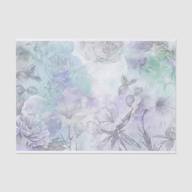 Blumenblau und Lavendelfarben Seidenpapier (Vorderseite)