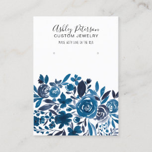 Blumenblaue Aquarellschmuck Ohrring-Anzeige Visitenkarte