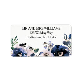 blumenblaue Hochzeit, marineblau und rosa, elegant Adressaufkleber