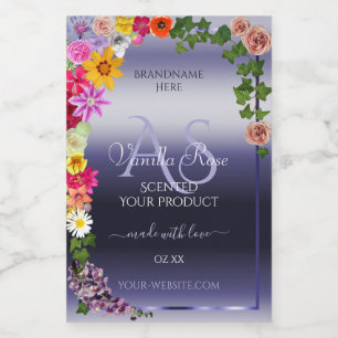 Blumenblaue Produktverpackungsetiketten mit Monogr Lebensmitteletikett
