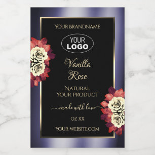 Blumenblauer Blauer Produktetikett Rose Logo Lebensmitteletikett