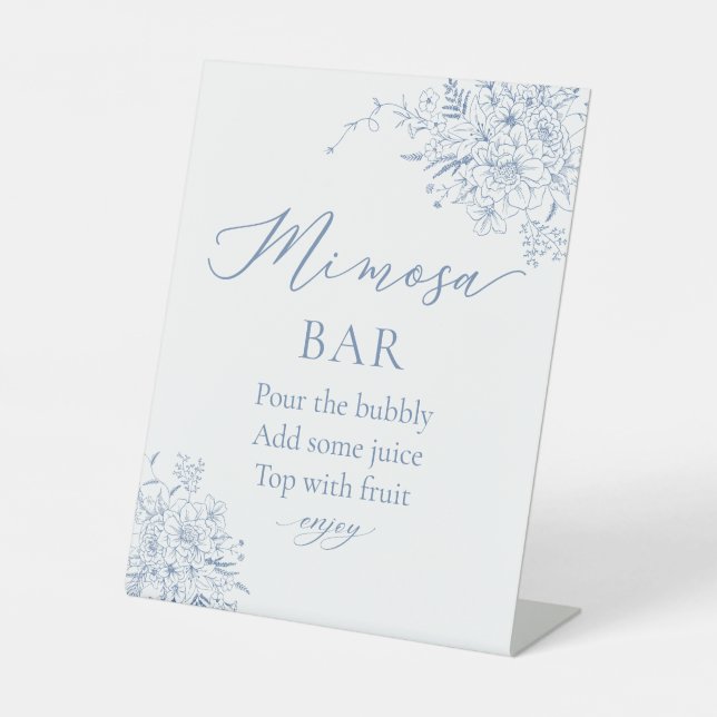 Blumenblauer Brautparty Mimosa Bar Sockelschild (Vorderseite)