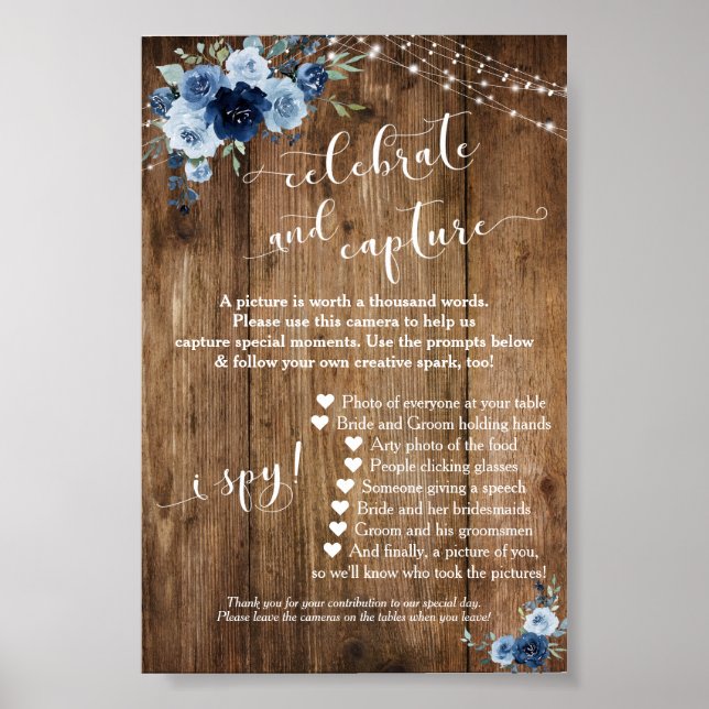 Blumenblauer Einweg-Camera Anleitung Signieren Poster (Vorne)