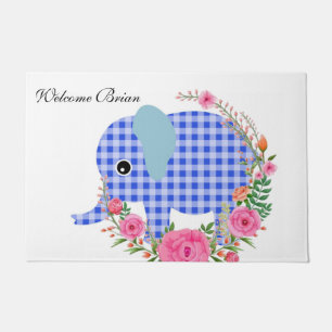 Blumenblauer Elefant Door Mat Fußmatte
